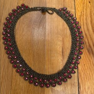 Red Scalloped Beaded. Ecuadorian handmade necklace.